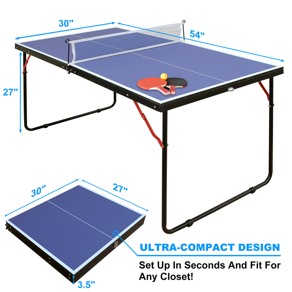 Foldable Portable Table Tennis Table Set – Indoor Ping Pong Game Table