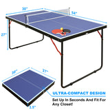 Foldable Portable Table Tennis Table Set – Indoor Ping Pong Game Table