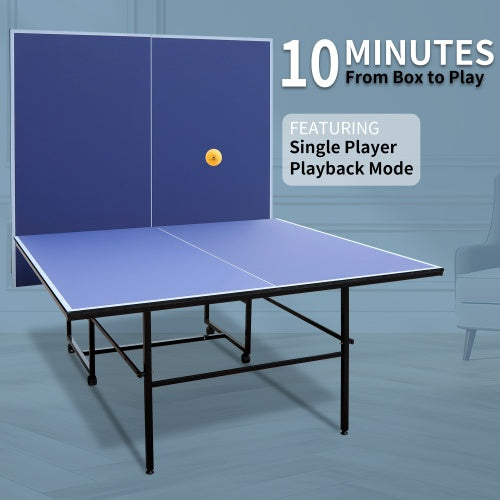 9FT Foldable Mid-Size Table Tennis Table Set – Portable Indoor Ping Pong Table with Net, Paddles & Balls