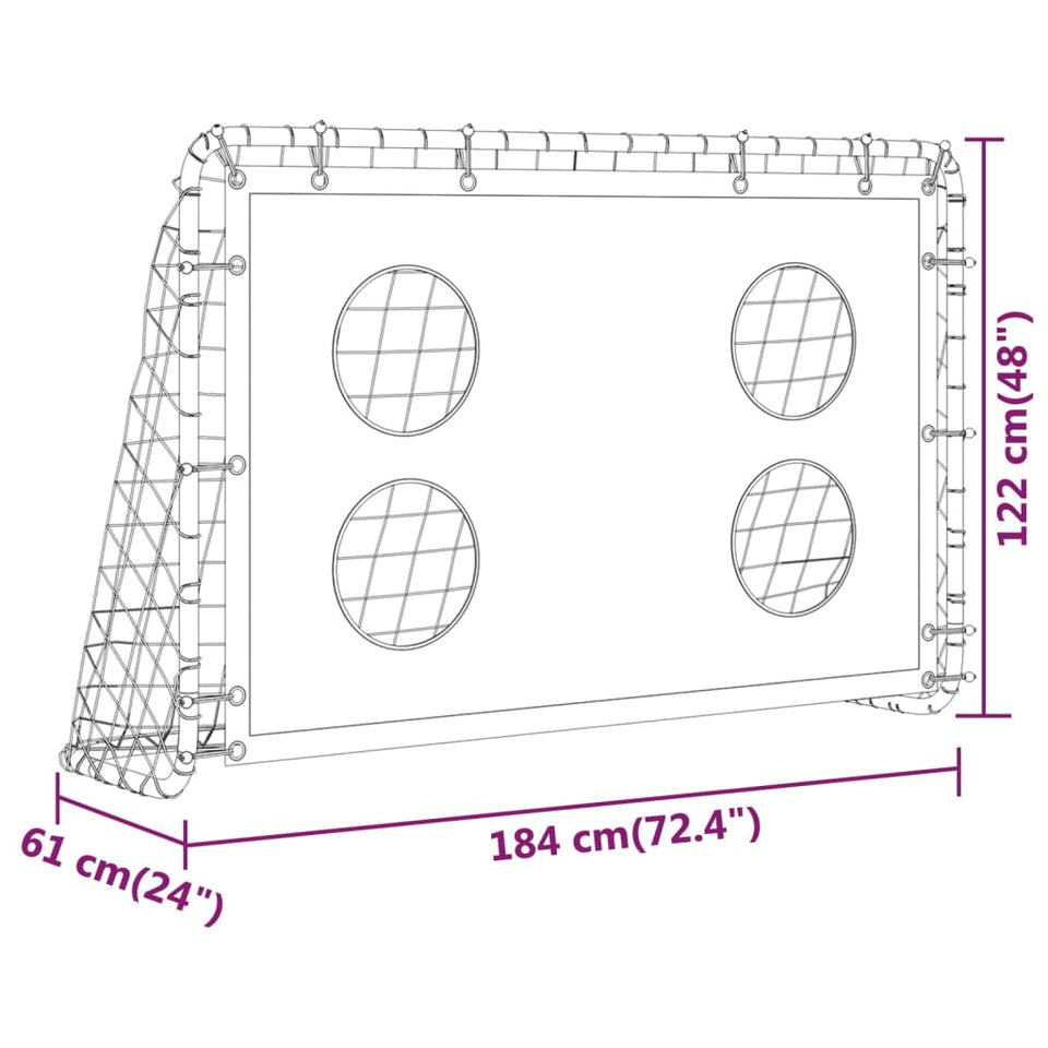 184x61x122 cm Steel Football Goal with Target Wall – Training & Practice Net