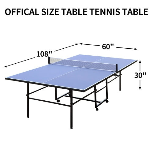9FT Foldable Mid-Size Table Tennis Table Set – Portable Indoor Ping Pong Table with Net, Paddles & Balls