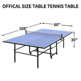 9FT Foldable Mid-Size Table Tennis Table Set – Portable Indoor Ping Pong Table with Net, Paddles & Balls