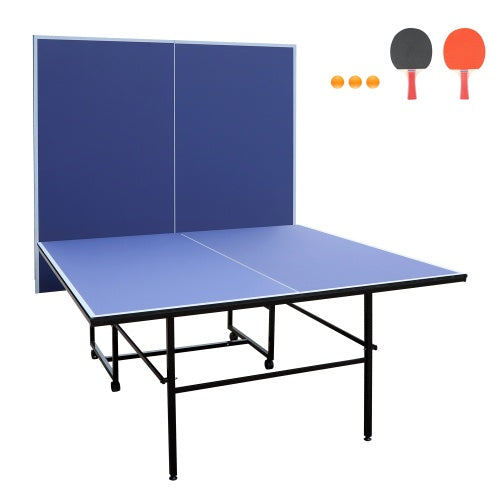 9FT Foldable Mid-Size Table Tennis Table Set – Portable Indoor Ping Pong Table with Net, Paddles & Balls