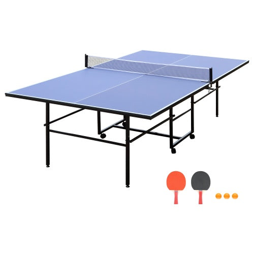 9FT Foldable Mid-Size Table Tennis Table Set – Portable Indoor Ping Pong Table with Net, Paddles & Balls